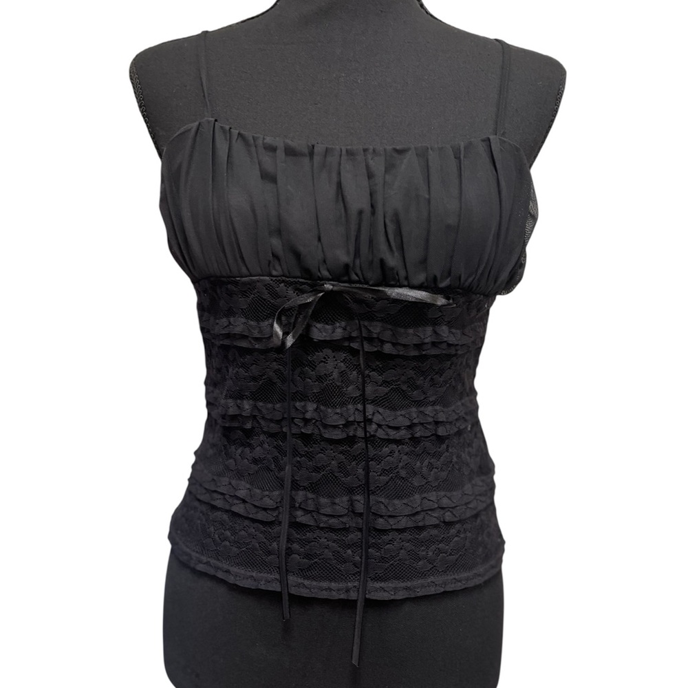 Forever 21 Black Lace Ruched Camisole - Large NWT